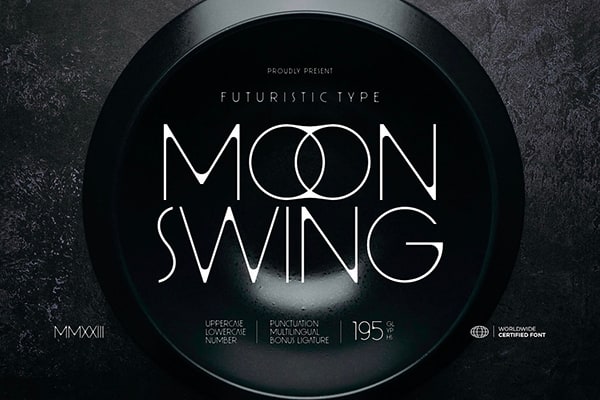 【字体】优雅时尚纤细笔划圆润曲线极简手写无衬线英文艺术字体 Moon Swing – Futuristic Type