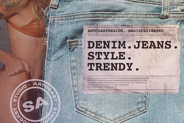 【PNG素材】74款牛仔面料布条口袋磨损纹理边缘剪贴画PNG图片素材 Jeans. Denim. Graphic Set