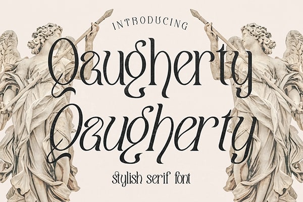 【字体】优雅奢华古典艺术图文排版海报标题设计衬线英文字体 Qaugherty Stylish Serif Font